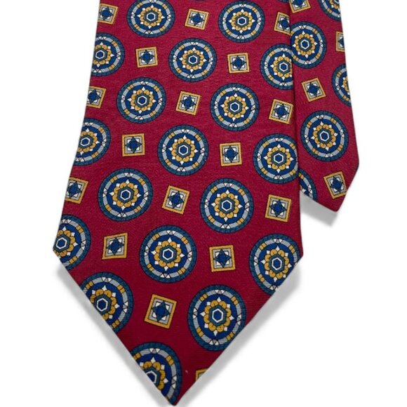 Hathaway Silk Tie Geometric Red Paisley - Picture 3 of 6